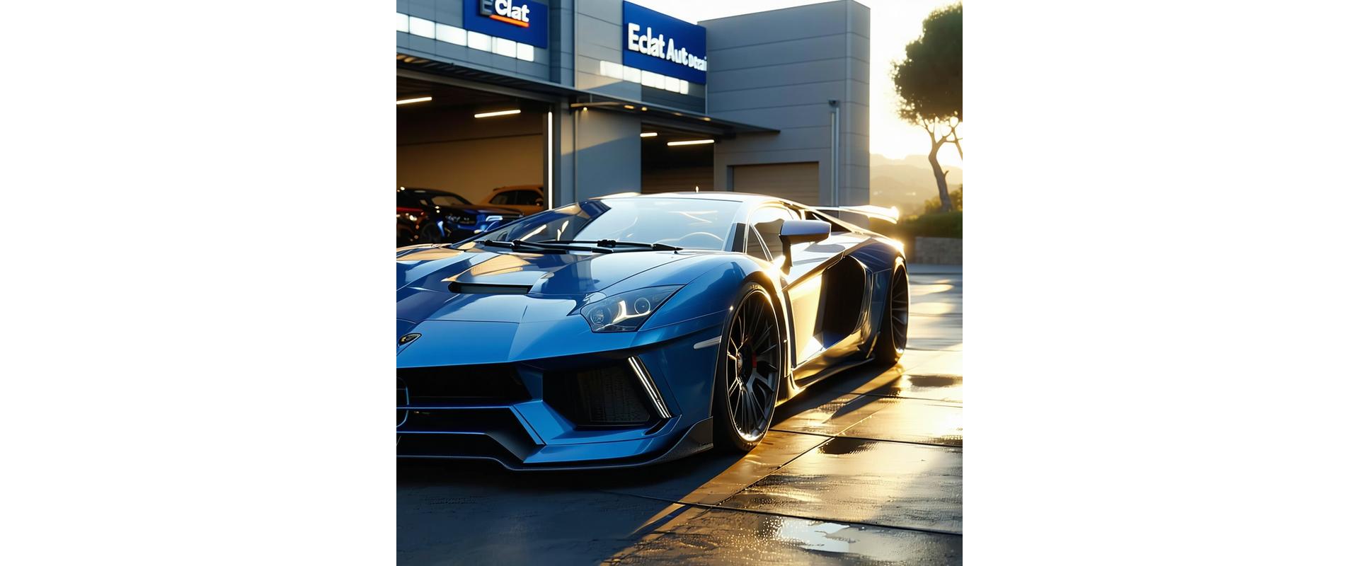Voiture étincelante après un detailing complet devant l’atelier à Marseille (Éclat Auto Detail)