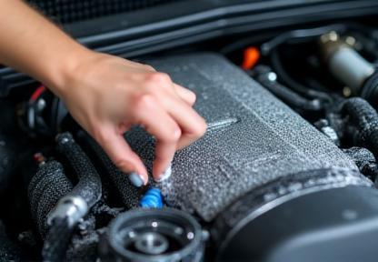 Nettoyage moteur avec brosse et produits spécifiques